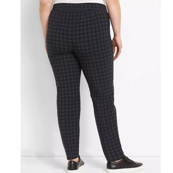 Houndstooth Cropped Ankle Pants Classic Stretch Fabric Womens Size 20 Blue Black - Picture 2 of 6